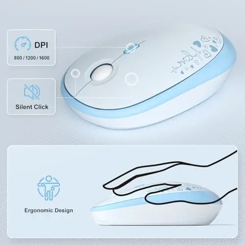 MOFII Simsiz Klaviatura va Sichqoncha Kombinatsiyasi, Qora Rangli 2.4GHz To'liq O'lchamli Klaviatura Dumaloq Tugmachalar bilan, Retro Klaviatura Noutbuk, Kompyuter, Chromebook, Smart TV, Windows uchun Yoqimli Simsiz Sichqoncha - 3