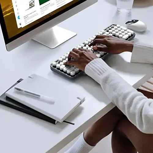 MOFII Simsiz Klaviatura va Sichqoncha Kombinatsiyasi, To'q Ko'k 2.4G To'liq O'lchamli Klaviatura, Dumaloq Kalit Yozuv Mashinkasi Klaviaturalari va 2 tasi 1 da USB Dongle bilan Chiroyli Sichqonchalar, Kompyuter Noutbuk Chromebook Smart TV uchun - 6