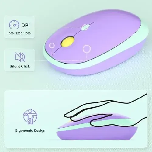 MOFII simsiz klaviatura va sichqoncha, Retro yozuv mashinkasi klaviaturasi va jim sichqoncha, noutbuk, kompyuter, shaxsiy kompyuter, Windows uchun 2,4 GHz to'liq o'lchamli klaviatura va sichqoncha simsiz kombinatsiyasi (yalpiz yashil) - 3