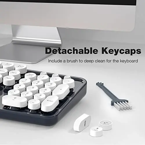 MOFII simsiz klaviatura va sichqoncha to'plami, to'q ko'k 2.4G to'liq o'lchamli klaviatura, yumaloq kalitli yozuv mashinkasi klaviaturalari va 2 in 1 USB dongle bilan yoqimli sichqonchalar, PC noutbuk Chromebook Smart TV uchun - 5
