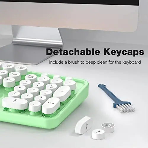 MOFII Wireless Keyboard and Mouse Combo, 2.4GHz Full Size Typewriter Keyboard Round Keys, USB Receiver for Laptop, PC, Desktop, Windows (Green White) - 5