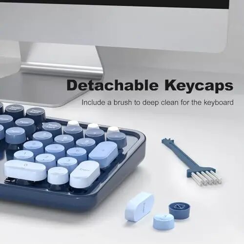 MOFII Wireless Keyboard and Mouse Combo, 2.4GHz Retro Typewriter Keyboard Full Size, Cute Wireless Mice, USB Dongle Plug and Play, for Laptop, PC, Desktop, Windows (Sea Blue Gradient Color) - 5