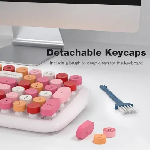 MOFII Wireless Keyboard and Mouse Combo, 2.4GHz Retro Typewriter Keyboard, Plug and Play, for PC Desktops Laptop Windows(White Mixed) - 5