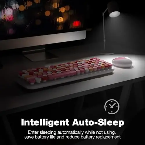 MOFII Wireless Keyboard and Mouse Combo, 2.4GHz Retro Typewriter Keyboard, Plug and Play, for PC Desktops Laptop Windows(White Mixed) - 4
