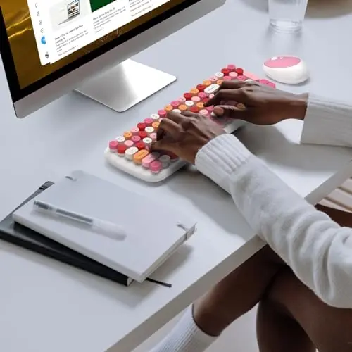 MOFII Wireless Keyboard and Mouse Combo, 2.4GHz Retro Typewriter Keyboard, Plug and Play, for PC Desktops Laptop Windows(White Mixed) - 6