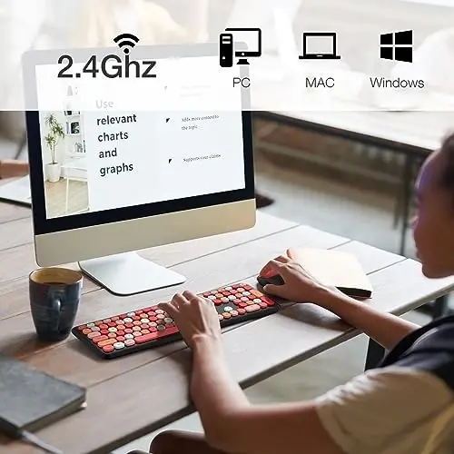 MOFII Wireless Keyboard and Mouse Combo, Colorful Full Size Keyboard with Number Pad, Silent Cute Wireless Mouse, 2.4GHz Dropout-Free Connection, for PC Laptop Computer (Black Color) - 2
