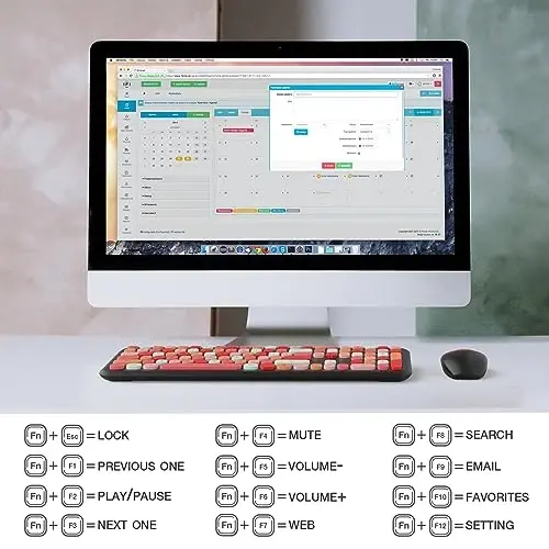MOFII Wireless Keyboard and Mouse Combo, Colorful Full Size Keyboard with Number Pad, Silent Cute Wireless Mouse, 2.4GHz Dropout-Free Connection, for PC Laptop Computer (Black Color) - 6