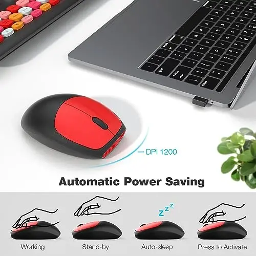 MOFII Wireless Keyboard and Mouse Combo, Colorful Full Size Keyboard with Number Pad, Silent Cute Wireless Mouse, 2.4GHz Dropout-Free Connection, for PC Laptop Computer (Black Color) - 4