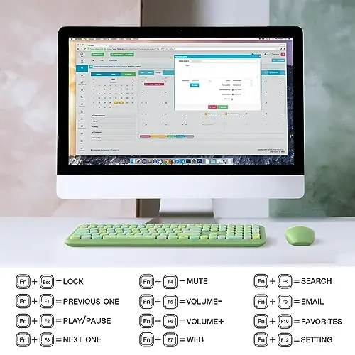 MOFII Wireless Keyboard and Mouse Combo, Colorful Full Size Keyboard with Number Pad, Silent Cute Wireless Mouse, 2.4GHz Dropout-Free Connection, for PC Laptop Computer (Green Color) - 6