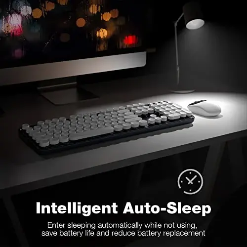 MOFII Wireless Keyboard and Mouse Combo, Dark Blue 2.4G Full Size Keyboard, Round Key Typewriter Keyboards and Cute Mice with 2 in 1 USB Dongle, for PC Laptop Chromebook Smart TV - 4