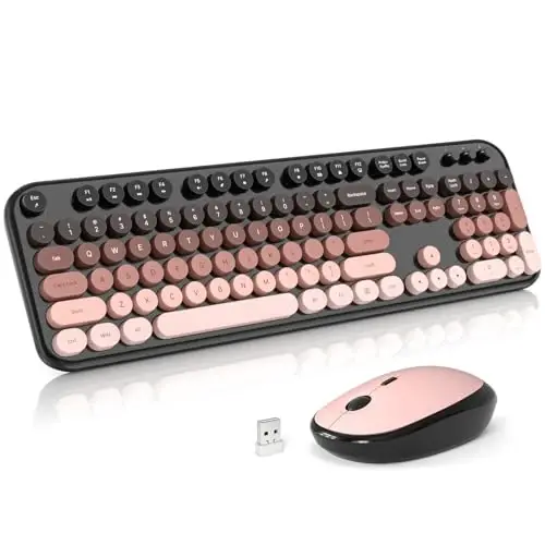 MOFII Wireless Keyboard and Mouse Combo,2.4G Typewriter Keyboard Quiet Mice | Retro Full Size Computer Keyboards, Cute Mouse, USB Dongle Plug and Play, for PC,Laptop,Desktop,Windows (Blackberry Gradient) 