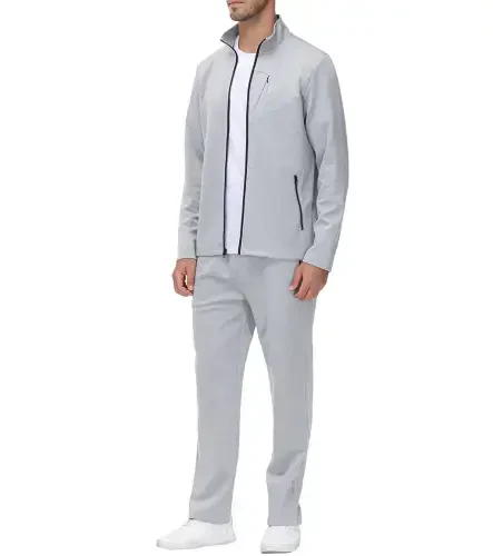 MoFiz Erkaklar Treni Kostyum To'plami Uzun Yengli To'liq Zip Yugurish Sportli Ter Kostyum 2 Qism Och kulrang M-2XL - 5