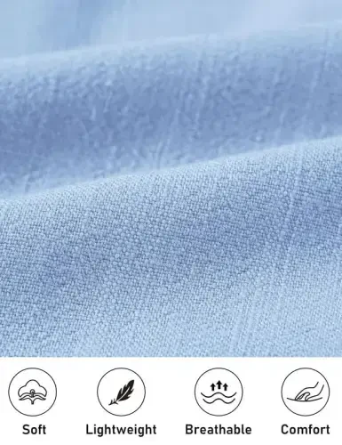 MoFiz Men's Linen Sets 2 Pieces Summer Vacation Party Beach Outfits Short Sleeve Button Down Shirts and Pants Set - 4