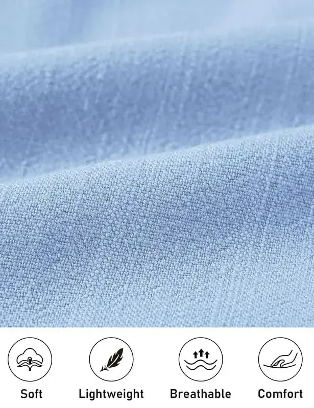 MoFiz Men's Linen Sets 2 Pieces Summer Vacation Party Beach Outfits Short Sleeve Button Down Shirts and Pants Set - 4