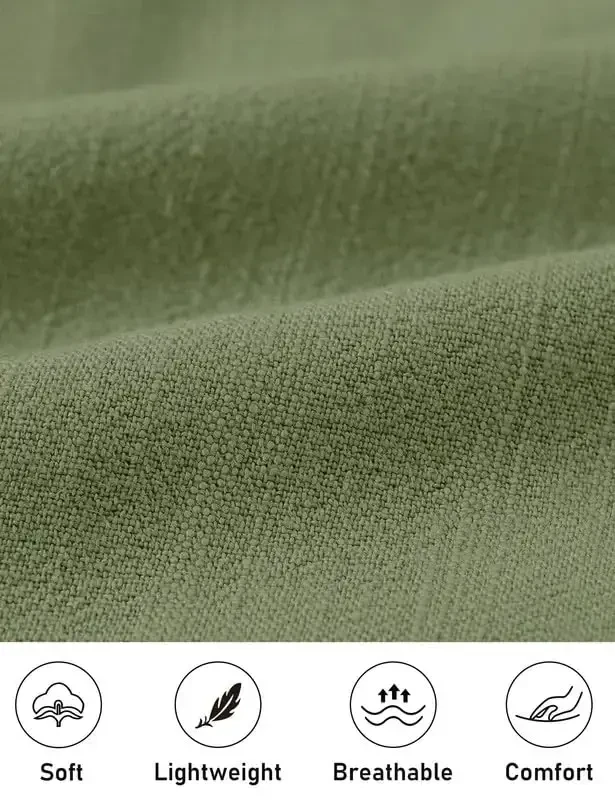 MoFiz Men's Linen Sets 2 Pieces Summer Vacation Party Beach Outfits Short Sleeve Button Down Shirts and Pants Set - 4