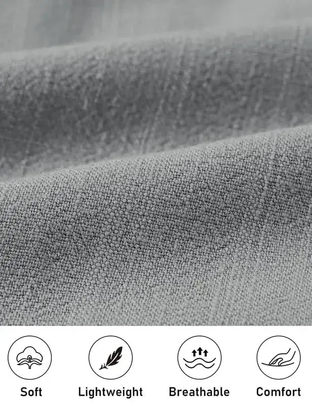 MoFiz Men's Linen Sets 2 Pieces Summer Vacation Party Beach Outfits Short Sleeve Button Down Shirts and Pants Set - 4