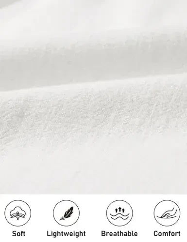 MoFiz Men's Linen Sets 2 Pieces Summer Vacation Party Beach Outfits Short Sleeve Button Down Shirts and Pants Set - 4