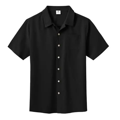 MoFiz Erkek Keten Takımları 2 Parça Yaz Tatili Parti Plaj Kıyafetleri Kısa Kollu Düğmeli Gömlek ve Pantolon Takımı - 2