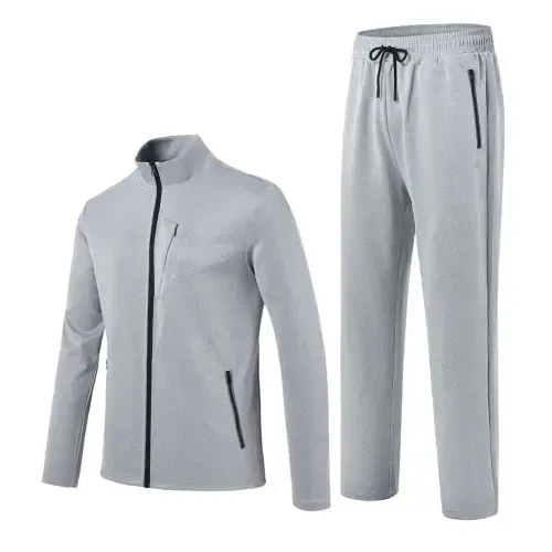 MoFiz Men's Long Sleeve Tracksuits Set Zipper Running Sports Set 2 Pieces with Pockets- - 1