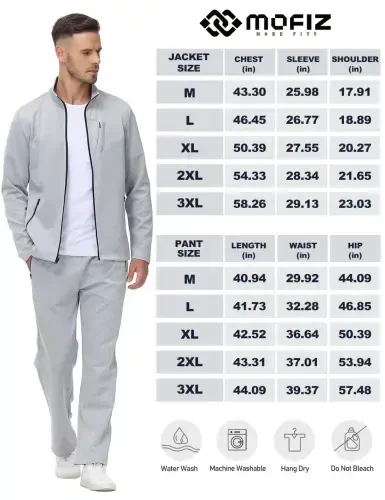 MoFiz Men's Long Sleeve Tracksuits Set Zipper Running Sports Set 2 Pieces with Pockets- - MOFIZ (1)