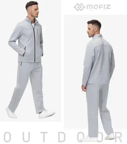 MoFiz Men's Long Sleeve Tracksuits Set Zipper Running Sports Set 2 Pieces with Pockets- - 3