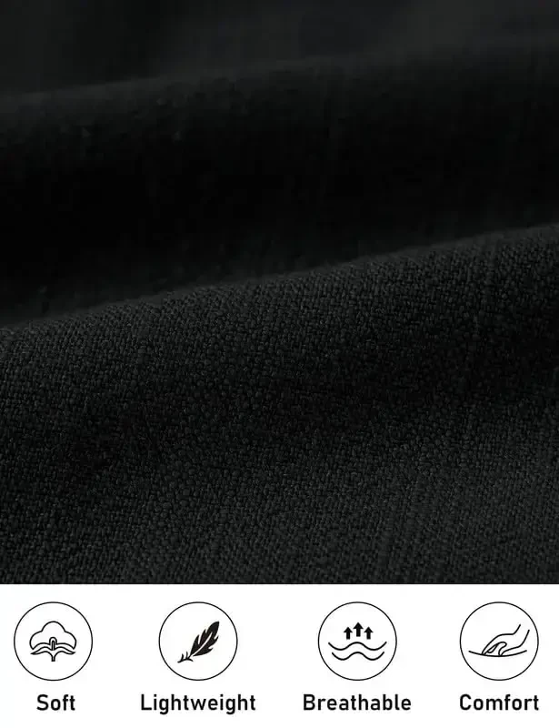 MoFiz Men's Linen Sets 2 Pieces Summer Vacation Party Beach Outfits Short Sleeve Button Down Shirts and Pants Set - 4