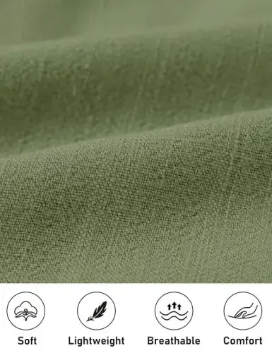 MoFiz Men's Linen Sets 2 Pieces Summer Vacation Party Beach Outfits Short Sleeve Button Down Shirts and Pants Set - 4