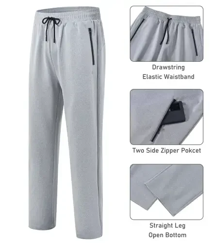 MoFiz Men's Tracksuits Set Long Sleeve Full Zip Running Sports Sweatsuit 2 Piece Light gray M-2XL - 8