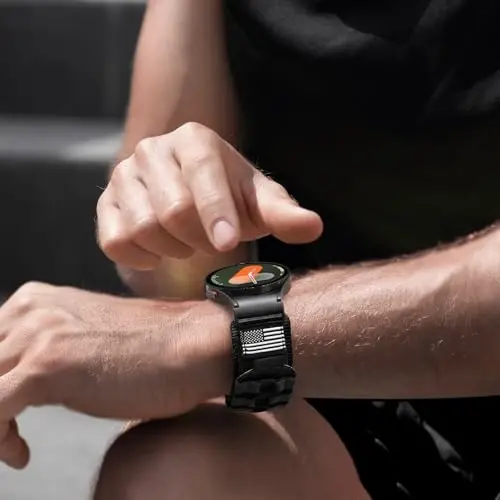 MOFREE Band for Samsung Galaxy Watch 7 6 4 5 Bands Men Women 40mm 44mm/Watchs 6 4 Classic 47mm 43mm 42mm 46mm/5 Pro 45mm/Active 2/FE, 20mm Nylon Woven Loop Sport Adjustable Strap for Men, Black - 6