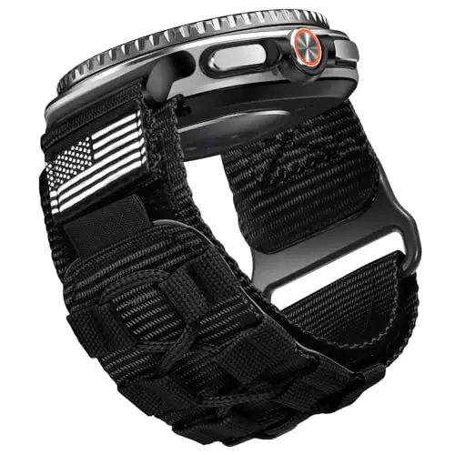 MOFREE Compatible with Samsung Galaxy Watch 8 Classic 46mm/Galaxy Watch 8 40mm 44mm,Rugged Nylon Woven Loop Sport Adjustable Strap Replacement Wristband for Samsung Galaxy Watch 8 Bands for Men Black - 2