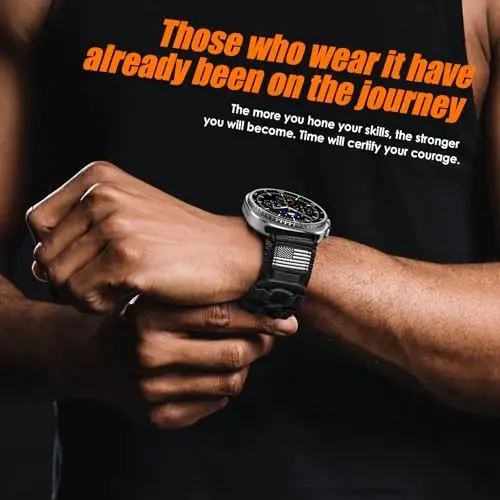 MOFREE Compatible with Samsung Galaxy Watch 8 Classic 46mm/Galaxy Watch 8 40mm 44mm,Rugged Nylon Woven Loop Sport Adjustable Strap Replacement Wristband for Samsung Galaxy Watch 8 Bands for Men Black - 3