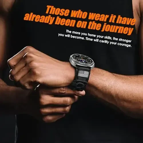 MOFREE Compatible with Samsung Galaxy Watch 8 Classic 46mm/Galaxy Watch 8 40mm 44mm,Rugged Nylon Woven Loop Sport Adjustable Strap Replacement Wristband for Samsung Galaxy Watch 8 Bands for Men Black - 3