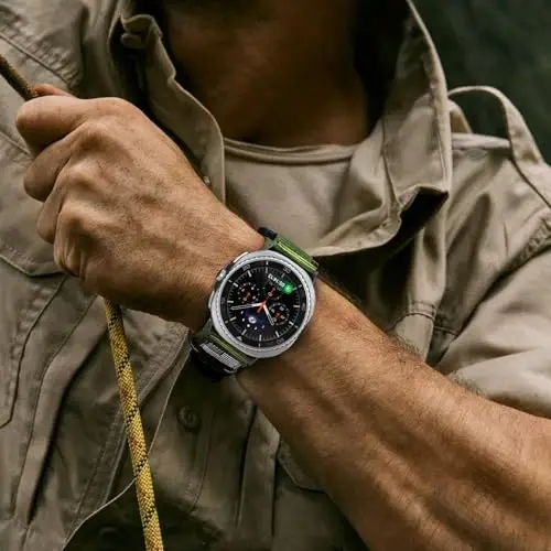 MOFREE Compatible with Samsung Galaxy Watch 8 Classic 46mm/Galaxy Watch 8 40mm 44mm,Rugged Nylon Woven Loop Sport Adjustable Strap Replacement Wristband for Samsung Galaxy Watch 8 Bands for Men Green - 4