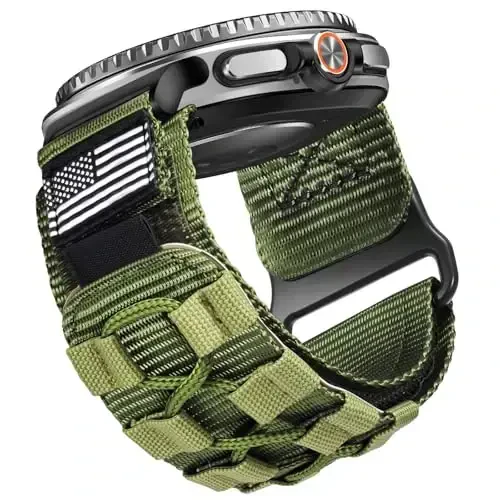 MOFREE Compatible with Samsung Galaxy Watch 8 Classic 46mm/Galaxy Watch 8 40mm 44mm,Rugged Nylon Woven Loop Sport Adjustable Strap Replacement Wristband for Samsung Galaxy Watch 8 Bands for Men Green - 2