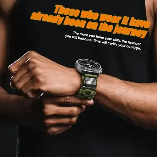 MOFREE Compatible with Samsung Galaxy Watch 8 Classic 46mm/Galaxy Watch 8 40mm 44mm,Rugged Nylon Woven Loop Sport Adjustable Strap Replacement Wristband for Samsung Galaxy Watch 8 Bands for Men Green - 3