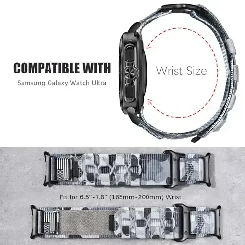 MOFREE Compatible with Samsung Galaxy Watch Ultra 47mm Band (2024), Rugged Nylon Woven Loop Sport Adjustable Strap Replacement Wristband for Samsung Galaxy Watch Ultra Bands for Men - 4