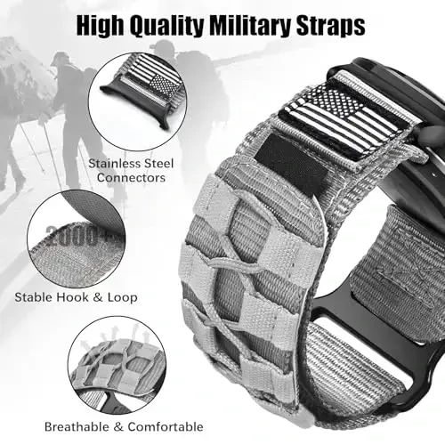 MOFREE Compatible with Samsung Galaxy Watch Ultra 47mm Band (2025/2024),Rugged Nylon Woven Loop Sport Adjustable Strap Replacement Wristband for Samsung Galaxy Watch Ultra Bands for Men - MOFREE (1)