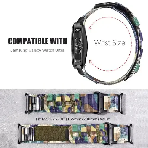 MOFREE Compatible with Samsung Galaxy Watch Ultra 47mm/Ultra 2 (2024/2025) Bands,Rugged Nylon Woven Loop Sport Adjustable Strap Replacement Wristband for Samsung Galaxy Watch Ultra Bands for Men - 4