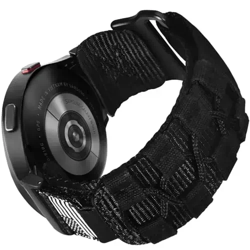 MOFREE Ремешок для Samsung Galaxy Watch 7 6 4 5 Мужские Женские 40мм 44мм/Watchs 6 4 Classic 47мм 43мм 42мм 46мм/5 Pro 45мм/Active 2/FE, 20мм Нейлоновый Тканый Спортивный Регулируемый Ремешок для Мужчин, Черный - 1