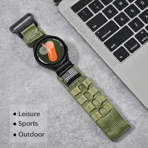 MOFREE ремешок для Samsung Galaxy Watch 7 6 4 5, мужской и женский, 40 мм, 44 мм/Watchs 6 4 Classic 47 мм, 43 мм, 42 мм, 46 мм/5 Pro 45 мм/Active 2/FE, 20 мм, нейлоновый плетеный спортивный регулируемый ремешок для мужчин, зеленый - 5