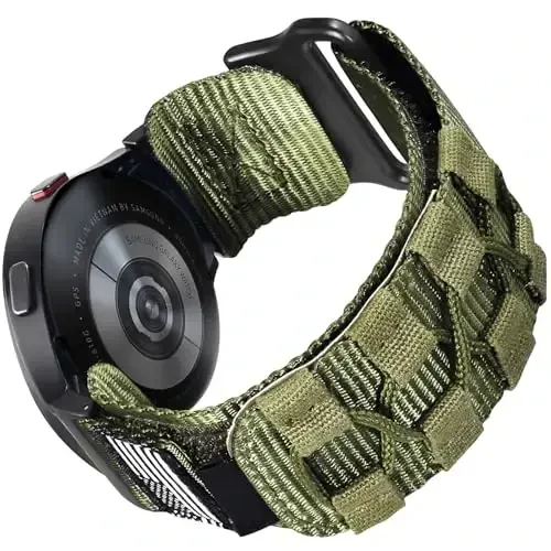 MOFREE Samsung Galaxy Watch 7 6 4 5 uchun tasmalar Erkaklar Ayollar 40mm 44mm/Soat 6 4 Classic 47mm 43mm 42mm 46mm/5 Pro 45mm/Active 2/FE, 20mm neylon to'quv halqali sport sozlanishi tasmasi Erkaklar, Yashil uchun - MODAZONE