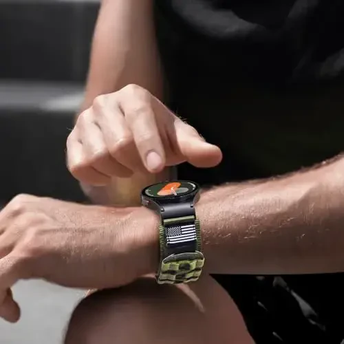 MOFREE Samsung Galaxy Watch 7 6 4 5 uchun tasmalar Erkaklar Ayollar 40mm 44mm/Soat 6 4 Classic 47mm 43mm 42mm 46mm/5 Pro 45mm/Active 2/FE, 20mm neylon to'quv halqali sport sozlanishi tasmasi Erkaklar, Yashil uchun - 6