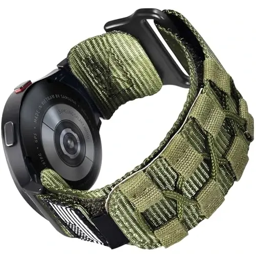 MOFREE Samsung Galaxy Watch 7 6 4 5 uchun tasmalar Erkaklar Ayollar 40mm 44mm/Soat 6 4 Classic 47mm 43mm 42mm 46mm/5 Pro 45mm/Active 2/FE, 20mm neylon to'quv halqali sport sozlanishi tasmasi Erkaklar, Yashil uchun - 1
