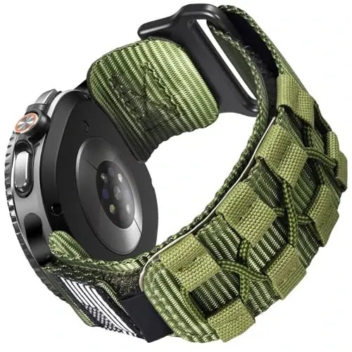 MOFREE Samsung Galaxy Watch 8 Classic 46mm/Galaxy Watch 8 40mm 44mm ile Uyumlu, Sağlam Naylon Dokuma Döngü Spor Ayarlanabilir Kayış Değiştirme Erkekler için Samsung Galaxy Watch 8 Kordonları Yeşil 