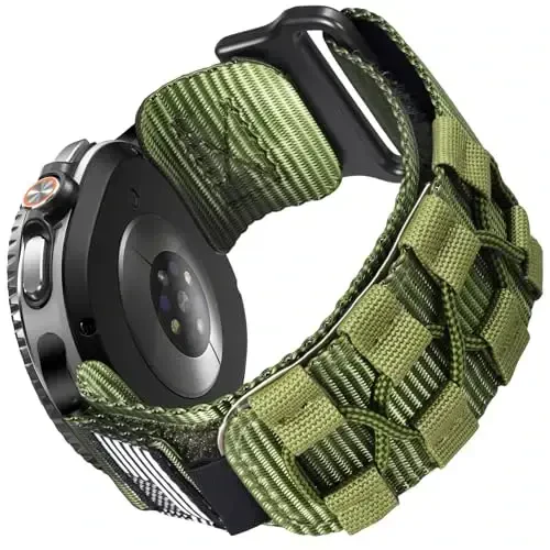 MOFREE Compatible with Samsung Galaxy Watch 8 Classic 46mm/Galaxy Watch 8 40mm 44mm,Rugged Nylon Woven Loop Sport Adjustable Strap Replacement Wristband for Samsung Galaxy Watch 8 Bands for Men Green - 1