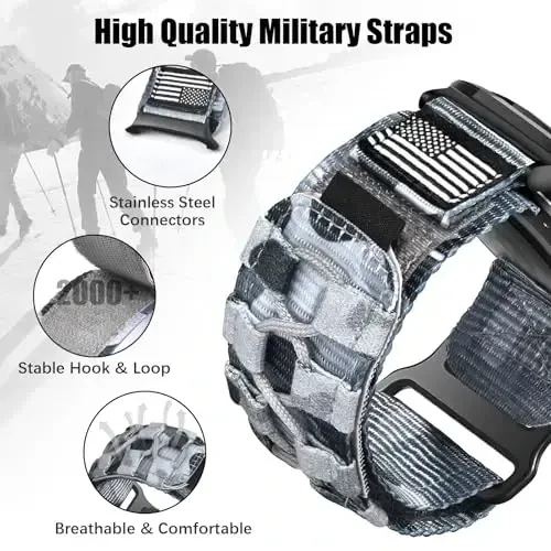 MOFREE Samsung Galaxy Watch Ultra 47mm (2024) ga mos keladigan, bardoshli naylon toʻqilgan halqa sport sozlanuvchan qayishi, Samsung Galaxy Watch Ultra bilaguzuklarini erkaklar uchun almashtirish. - 2