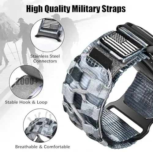 MOFREE Compatible with Samsung Galaxy Watch Ultra 47mm/Ultra 2 (2024/2025) Bands,Rugged Nylon Woven Loop Sport Adjustable Strap Replacement Wristband for Samsung Galaxy Watch Ultra Bands for Men - 2