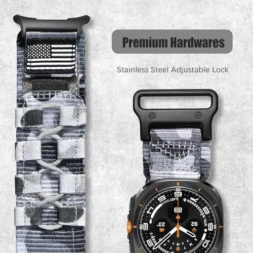 MOFREE Compatible with Samsung Galaxy Watch Ultra 47mm/Ultra 2 (2024/2025) Bands,Rugged Nylon Woven Loop Sport Adjustable Strap Replacement Wristband for Samsung Galaxy Watch Ultra Bands for Men - 3