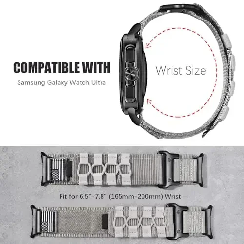 MOFREE Samsung Galaxy Watch Ultra 47mm (2025/2024) bilan mos keladi, mustahkam neylon to'quv sport sozlanishi tasma Samsung Galaxy Watch Ultra erkaklar uchun bilaguzuklar uchun almashtirish - 4