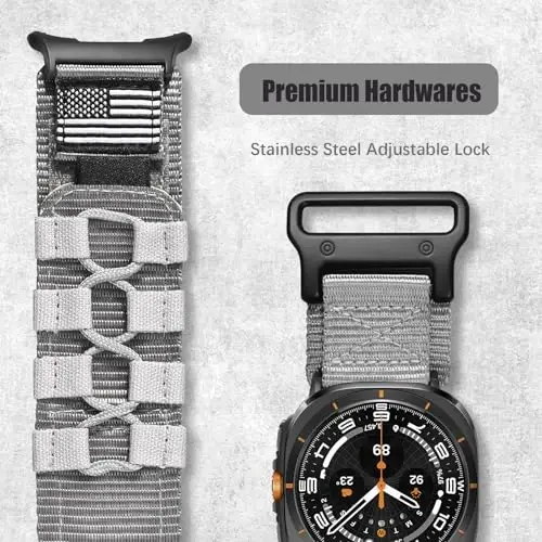 MOFREE Samsung Galaxy Watch Ultra 47mm (2025/2024) ile Uyumlu Kordon, Sağlam Naylon Örgü Döngü Spor Ayarlanabilir Kayış Değiştirme Erkekler için Samsung Galaxy Watch Ultra Kordonları - 3